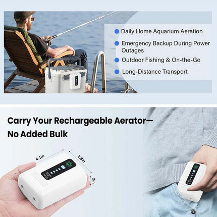 Ultra Quiet Portable USB Rechargeable Aquarium Fish Tank Oxygen Air Pump Aerator