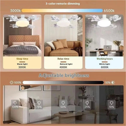 LED Ceiling Fan Light with E27 Base and Remote Control, Dimmable Modern Home Lighting