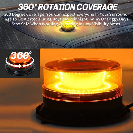 Amber Strobe Warning Light 36 LED Rotating Flashing Beacon 12V 24V Truck Trailer