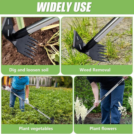 59" Manual Weed Remover Tool 2 in 1 Hand Weed Rake and Garden Hoe for Gardening