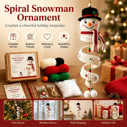 Crochet Christmas Tree Spiral Ornament DIY Kit Christmas Tree Crochet Craft Kit Snowman
