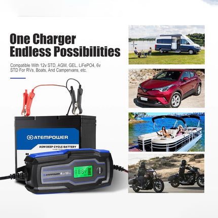 Smart Battery Charger Trickle 4A 6V/12V Automatic SLA AGM Car Truck Motorcycle