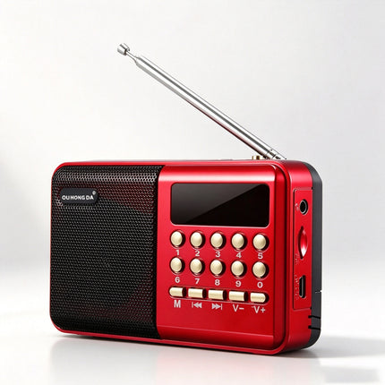 Rechargeable Mini FM Radio MP3 Player USB TF SD Card Portable Speaker Red