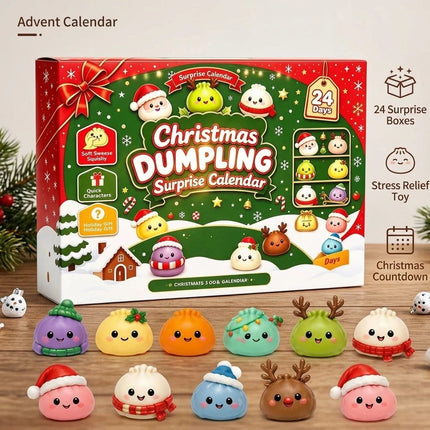2026 Christmas Advent Calendar - 24 Days Squishy Toy Set & Dumpling Surprises, Festive Xmas Gift