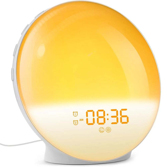 Colored Sunrise Wake-up Light Sunset Simulation Alarm Clock FM LED Night Lamp