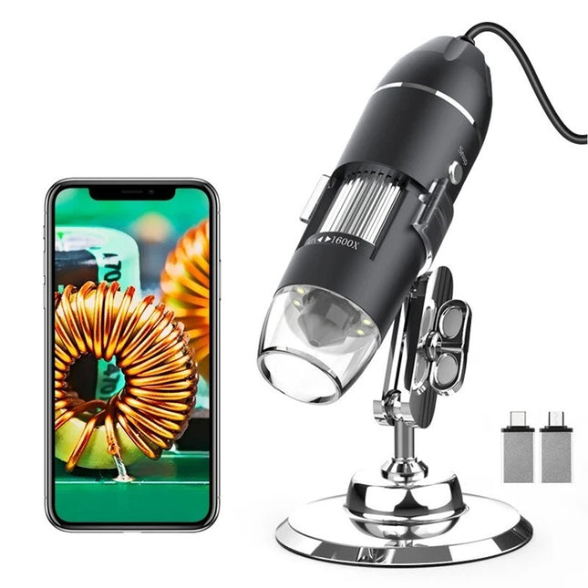 USB Digital Microscope 1600X Magnifying Tool 8 LED Light for Multi System