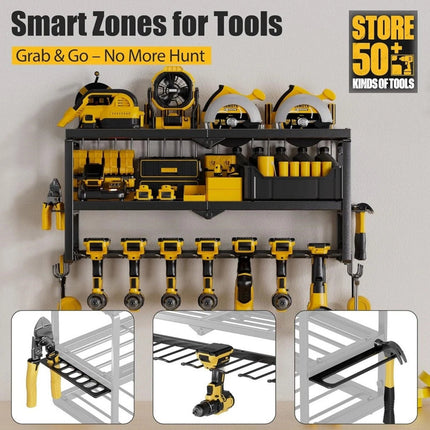 3Layers 7 Drills Power Tool Organizer Holders Heavy Duty Storage Rack Wall Mount