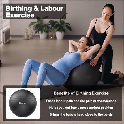 Black Swiss Ball Yoga Ball Birth Ball Exercise Ball Pilates Gym 75cm