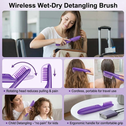 Electric Detangling Brush Portable Adult Wet Dry Hair Detangler