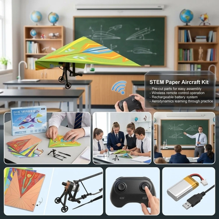 DIY Remote Control RC Paper Airplane Kit with Gyro Stabilizer & Dual Propellers
