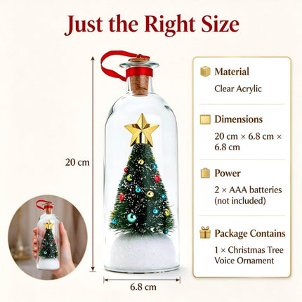 Christmas Tree Message in a Bottle with LED Voice Recording Message Decors  （1PCS Green）