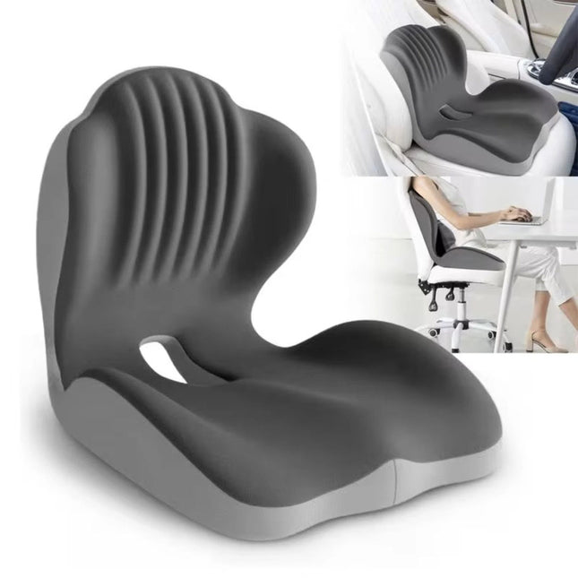 Memory Foam Seat Cushion w/Lumbar Support Pillow for Back & Sciatica Pain Relief