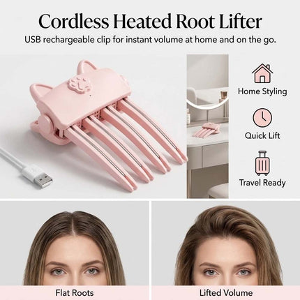 Electric Cordless Heated Hair Volume Clip- Root Clips for Curly Hair Volume Pink