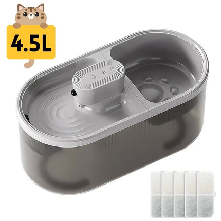 Automatic Pet Cat Drinker 4.5L Motion Sensor 2 Bowl Ultra-Quiet Drinker Fountain