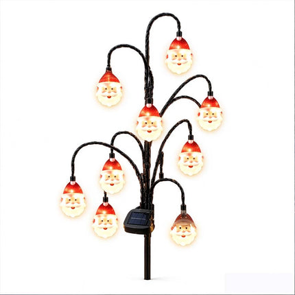 Magical Solar Christmas Stake Lights With Auto-On Weatherproof Garden Pathway Santa Face Light