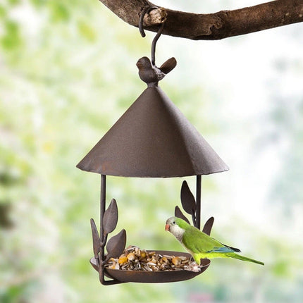 Hanging Bird Feeder Parrot Iron Food Container Wild Seed Outdoor Birdfeeders