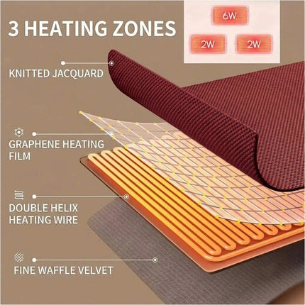 USB Electric Warming Throw Blanket Portable Poncho Shawl -Wine Red