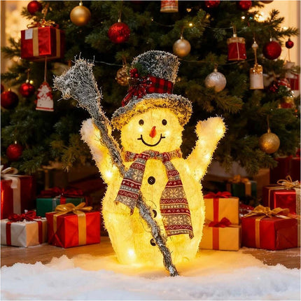 65cm Solar Powered Christmas Decoration Lights Snowman Metal Frame LED Light