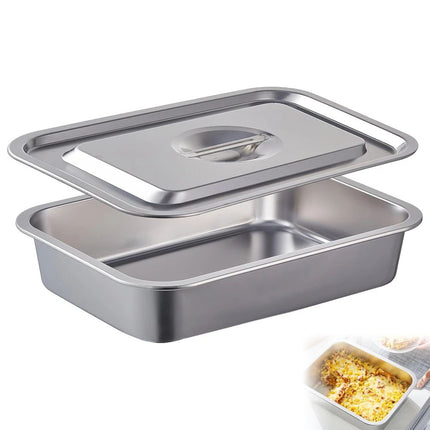 Stainless Steel Baking Pan Tray With Lid Cake Baking BBQ Pan Tray Roaster Pan