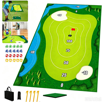 Chipping Golf Game Mat Indoor Stick Chip Game with 20 Grip Golf Balls