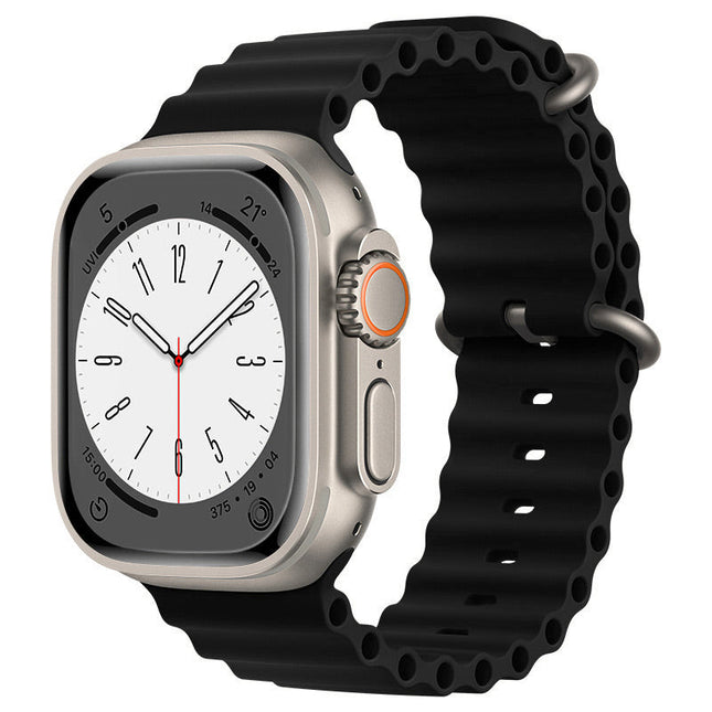 Black Silicone Ocean Band for Apple Watch 38/40/41/42/44/45/46/49mm