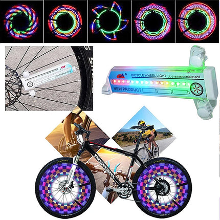 3D Bicycle Spokes LED Light Colorful Wheel Multi-color 16 LED Bike Spokes Lamp