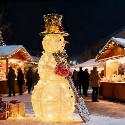 120cm Solar Powered Christmas Decoration Lights Snowman Metal Frame LED Light