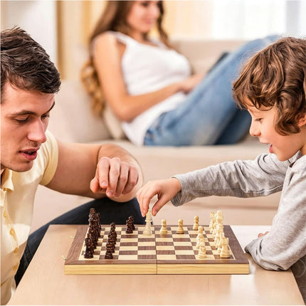 39CM Large Magnetic Chess Wooden Set Folding Chessboard Pieces Wood Board Game