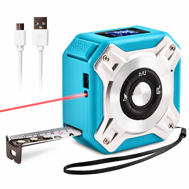 2-in-1 Laser Tape Measure 40m/60m Laser Measurement Tool USB Rechargeable LCD