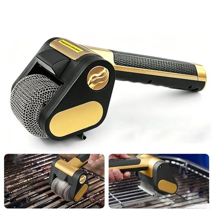 Electric BBQ Grill Brush Cordless Scrubber with LED Light Handle Bristle Cleaner