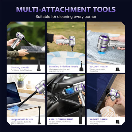 Hand Held Car Vacuum Cordless 15000PA Rechargeable High Power Cordless 80,000RPM