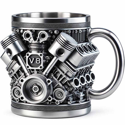 Retro V8 Engines Stainless Steel Cup Insulation Car Mug Gifts for Men and Boys