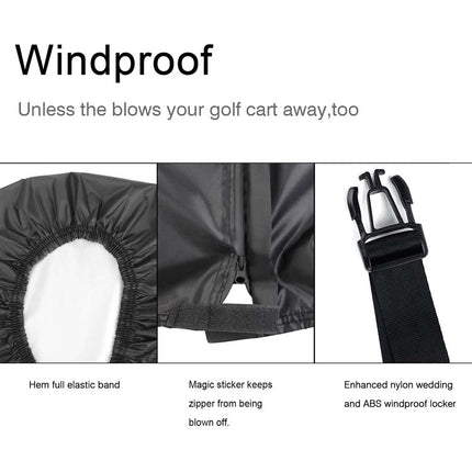 Golf Buggy Cart Cover 2 Passengers Waterproof Dust-proof Rain UV Protect Storage