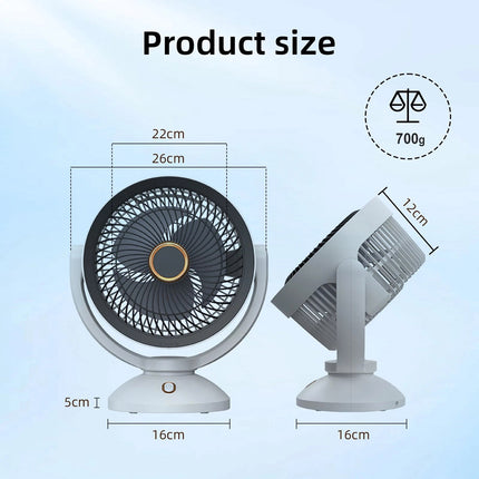 10 inch Portable USB 90Degree Table Fan Desk Fan Light Quiet Personal Cooler   White