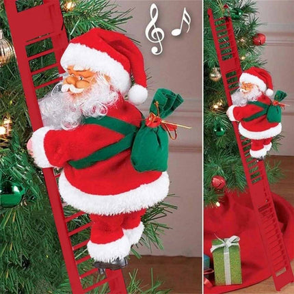 Electric Christmas Santa Claus Climbing Ladder Musical Toys Xmas Gift Decor