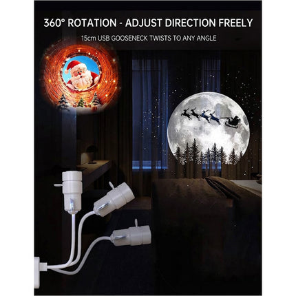 2in1 Plug and Play HD Star Projector Night Light Christmas 360° Rotate