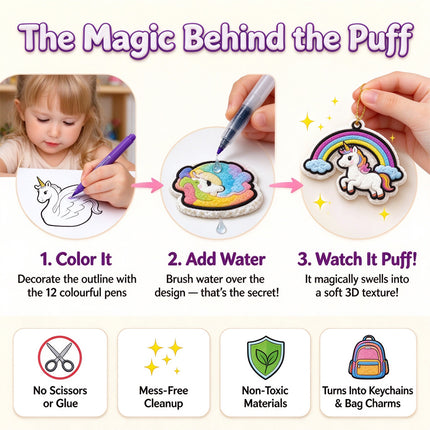 Christmas Gifts Magic Puffy Paint 3D Foam Texture Painting Kit DIY Bubble Drawing Pens Art Set