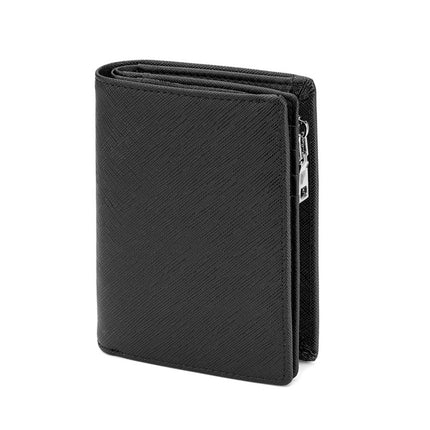 New Men's Genuine Leather Zipper Short Wallet Multi Card Slots Fashion Vertical Mini Snap Coin Purse