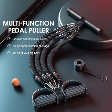 Pedal Puller 4-Tube Elastic Yoga Tension Rope Resistance Band Indoor Fitness