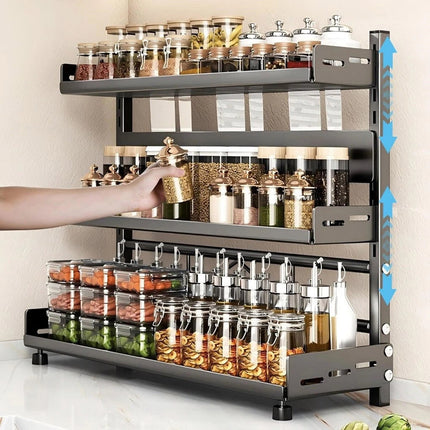 3 Tiers Kitchen Organiser Spice Rack Jar Shelves Storage Seasoning Stand Shelf