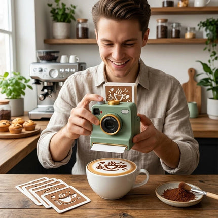 3D Printed Latte Art Camera, Coffee Powder Printer with Multiple Stencil Cards
