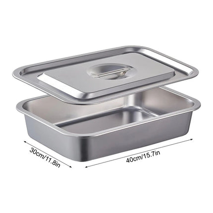 Stainless Steel Baking Pan Tray With Lid Cake Baking BBQ Pan Tray Roaster Pan
