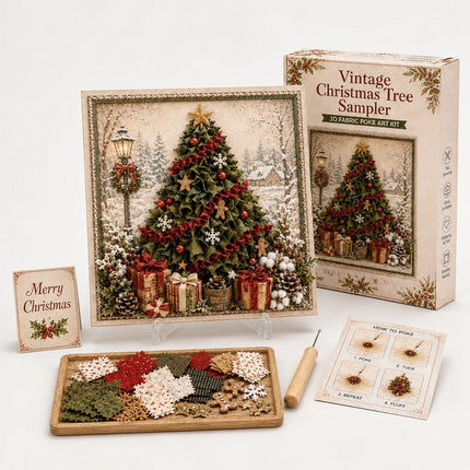3D Christmas Fabric Poke Art Kit, DIY Punch Craft Set with Frame Decor  Christmas tree Set