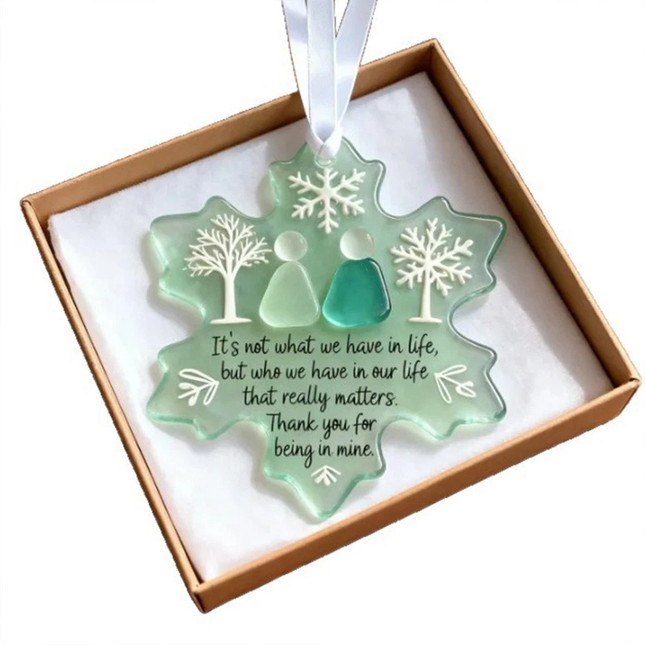 5 *Snowflake Shaped Sea Glass Friendship Ornament Christmas Decoration Gifts
