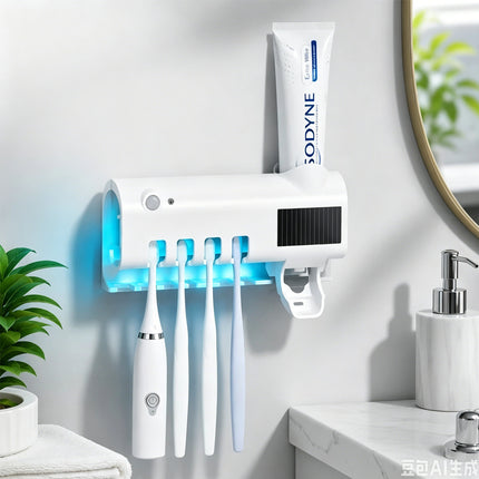 Toothbrush Holder Sensor UV Sanitizer Automatic Toothpaste Dispenser Squeezer