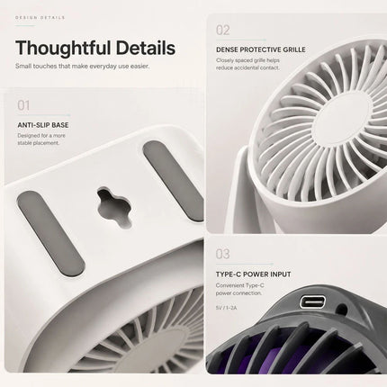 100 Speed USB Desk Fan Portable Mini Quiet Personal Cooling Fan With LED Light