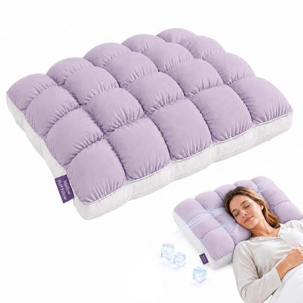4 Color Puff Pillow Supportive Cloud Grid Breathable Soft Sleeping Cooling Puff Pillows