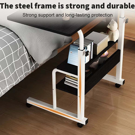 Mobile Laptop Desk Adjustable Computer Table Stand Bed Bedside Portable Study Black