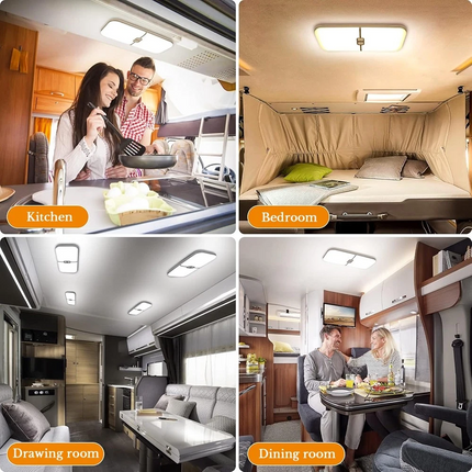 2PCS 12V-24V LED Interior Light White Dimmable RV Caravan Trailer Boat Ceiling Lamp