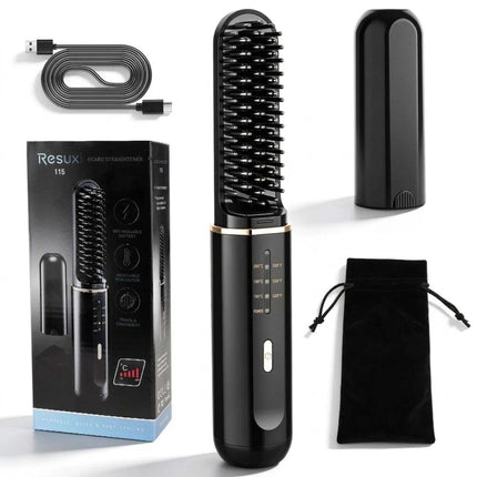 Cordless Beard Hair Straightener Brush Ion Heated Straightening Comb USB Rechargeable